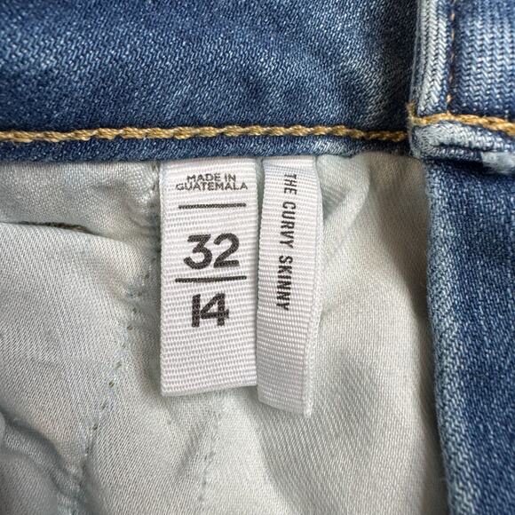 Ann Taylor Loft The Curvy Skinny Jeans Size 32/14 Medium Wash 27" Raw Hem - Picture 7 of 8